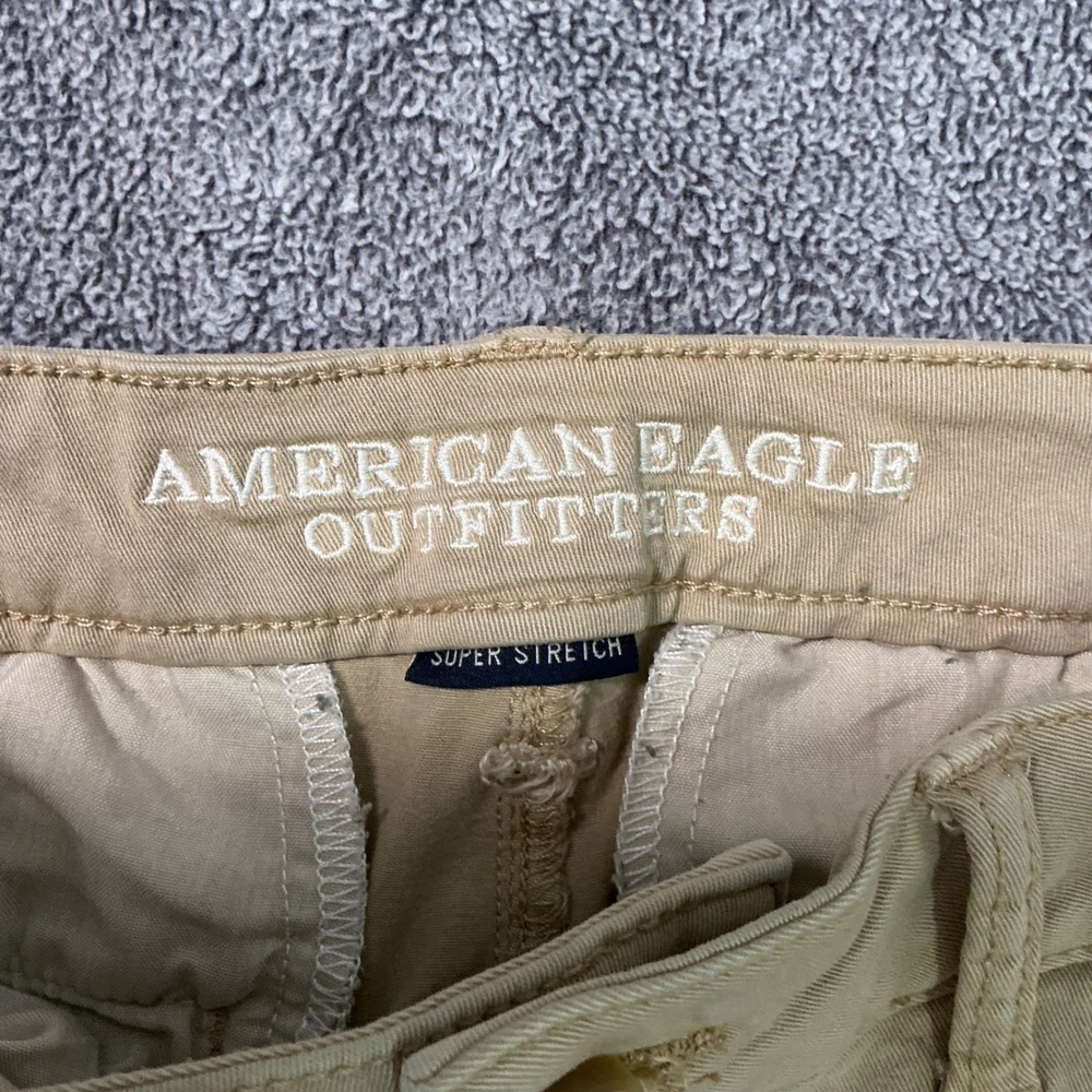 American Eagle Skinny Chino Pants Womens 10 Khaki Tan Super Stretch Low Rise - Picture 2 of 8